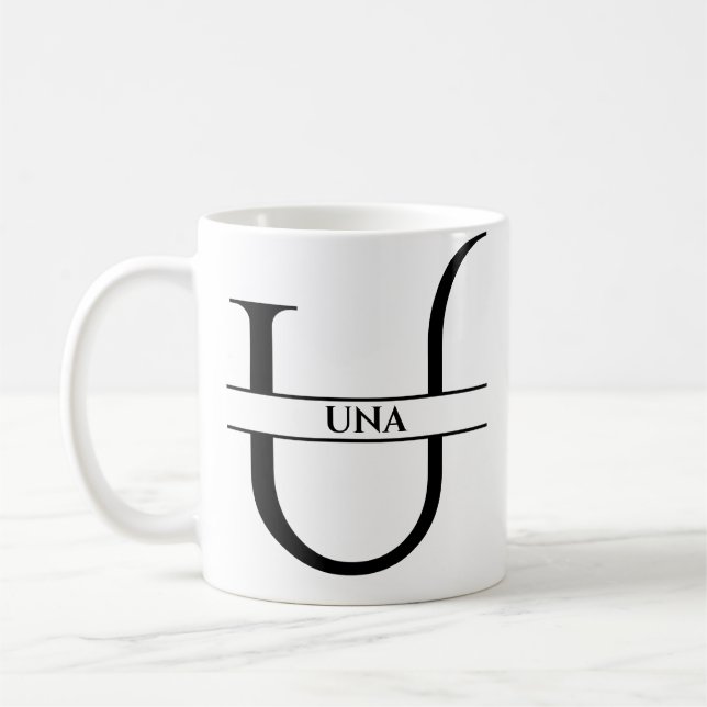 Taza De Café Letra inicial elegida personalizada U (Izquierda)