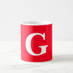 Taza De Café Letra inicial monograma blanco rojo simple