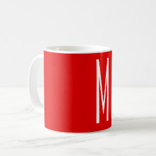 Taza De Café Letra inicial monograma estilo moderno rojo blanco