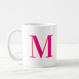 Taza De Café Letra Inicial Monograma Moderno Tendencia Rosa