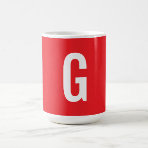 Taza De Café Letra Inicial Monograma Rojo Blanco Sencillo Simpl