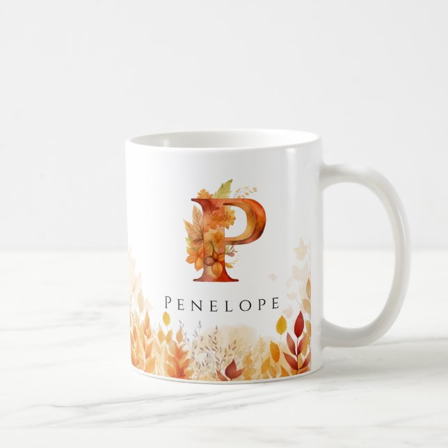 Taza De Café Letra inicial P de la Caída del Monograma (Derecha)