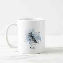 Letra Inicial X Personalizada de Acuarela Azul