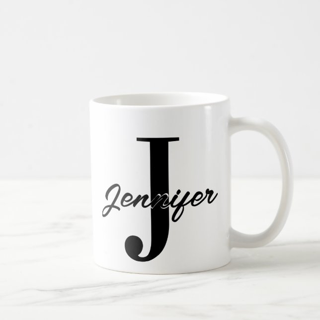 Taza De Café Letra inicial y Personalizado de nombre (Derecha)