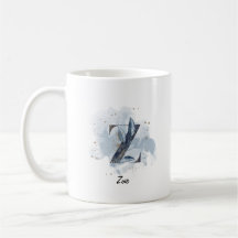 Letra Inicial Z Personalizada de Acuarela Azul