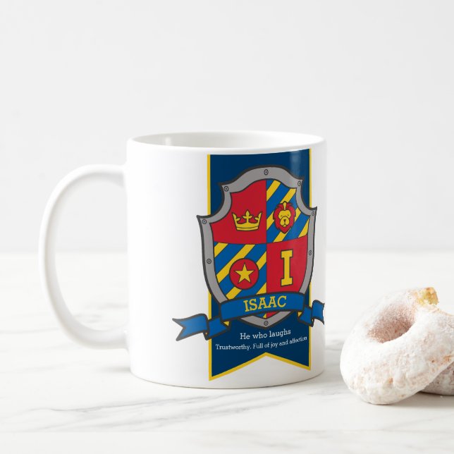 Taza De Café Letra isaac I heraldry blue name significa (Con donut)