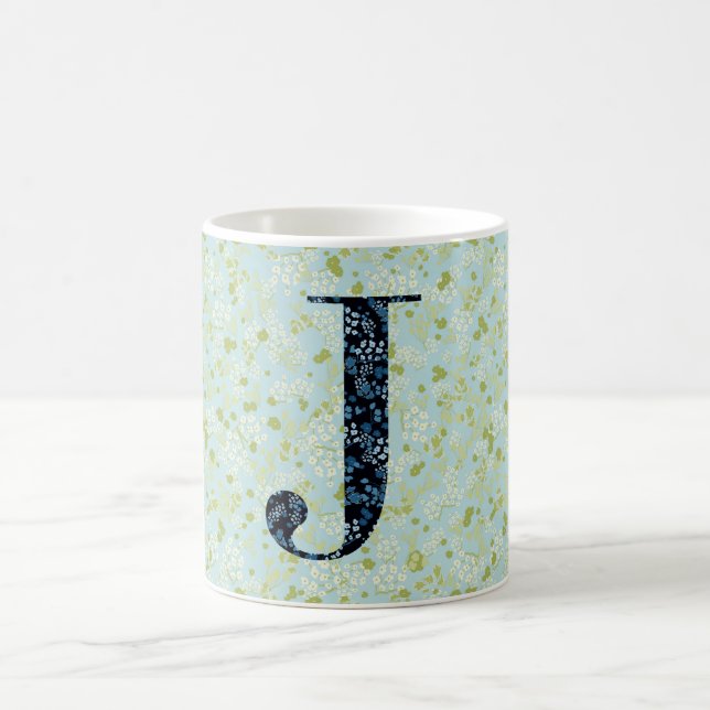 Taza De Café Letra J libertad verde claro y azul (Centro)