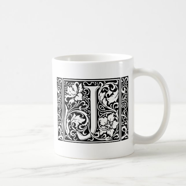 Taza De Café Letra J Monograma medieval Art Nouveau (Derecha)