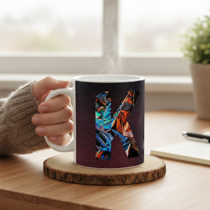Taza De Café Letra K Holográfica Galaxia Cósmica Inicial