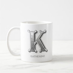 Taza De Café Letra K Monograma Nombre moderno Café Mug