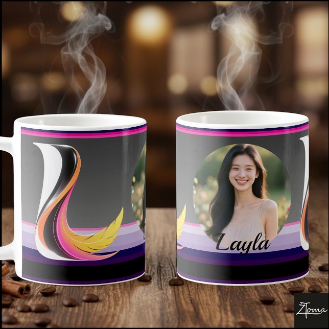 Taza De Café Letra L Fluida Abstracta Neon Pluma (This is a sample design. There are several models to choose from, with the name and color changed.
)