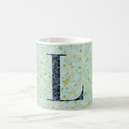 Taza De Café Letra L libertad verde claro y azul