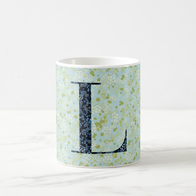 Taza De Café Letra L libertad verde claro y azul (Centro)
