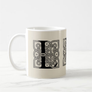 Taza De Café Letra L Monograma Estampa de Nudo Céltico Vintage