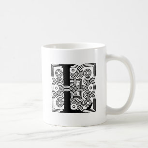 Taza De Café Letra L Monograma Estampa de Nudo Céltico Vintage