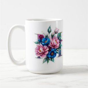 Taza De Café Letra M Coffee Mug - Diseño floral para regalo