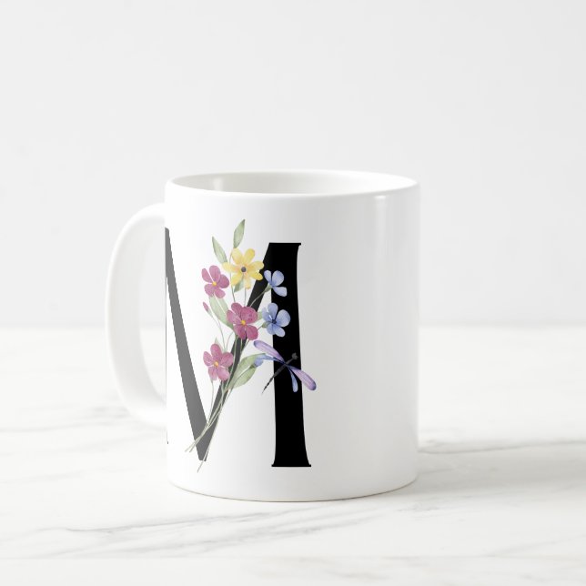 Taza De Café Letra M con flores (Anverso izquierdo)