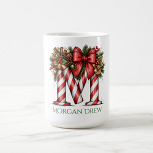 Taza De Café Letra M de alfabeto de bastón de caramelo 15 oz Na