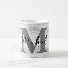Taza De Café Letra M de monograma de mármol moderno y clásico
