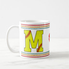 Taza De Café Letra M de Sóftbol Retro Vintage Clásica
