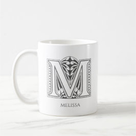 Taza De Café Letra M Monograma Nombre moderno Café Mug