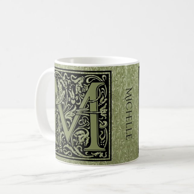 Taza De Café Letra M primera letra monograma personalizado (Anverso izquierdo)