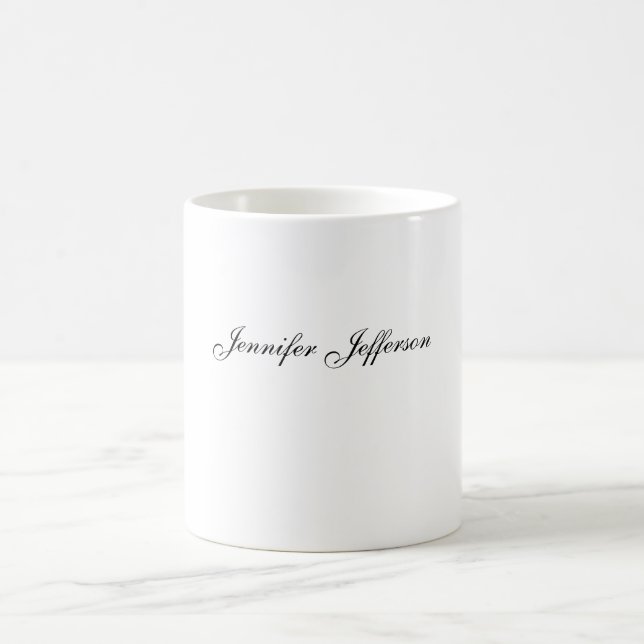 Taza De Café Letra manuscrita moderna elegante simple profesion (Centro)