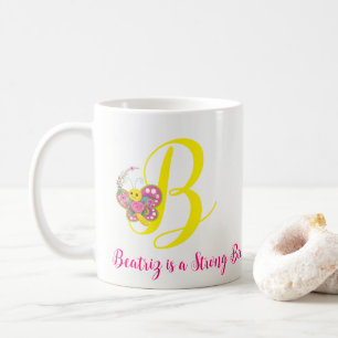 Taza De Café Letra mariposa B Mug floral
