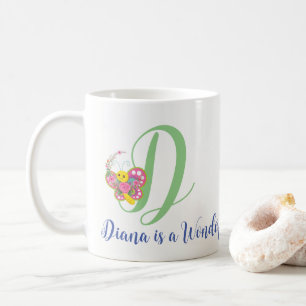 Taza De Café Letra mariposa D Mug floral