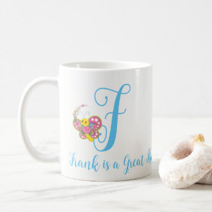 Taza De Café Letra mariposa F Mug floral