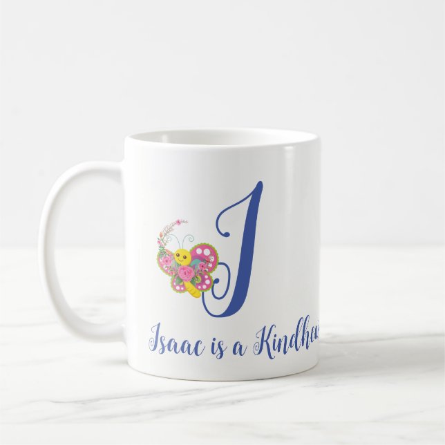 Taza De Café Letra mariposa I Mug floral (Izquierda)
