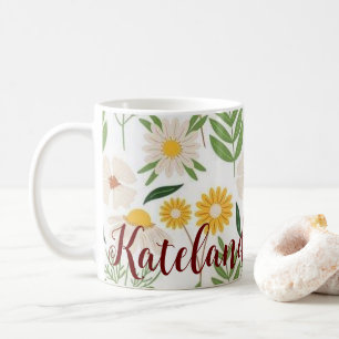 Taza De Café Letra mariposa K Floral Mug