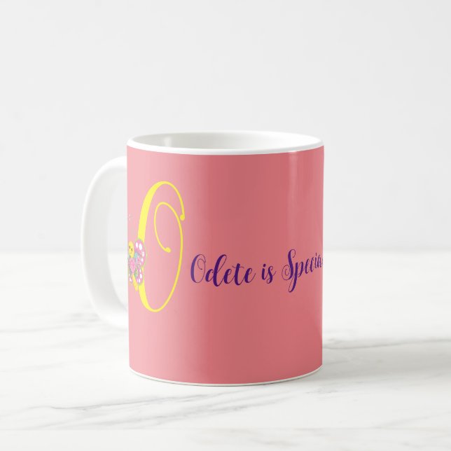 Taza De Café Letra mariposa o mug floral (Anverso izquierdo)