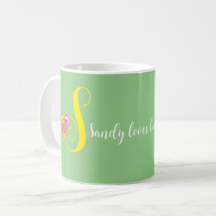 Taza De Café Letra mariposa S Mug floral