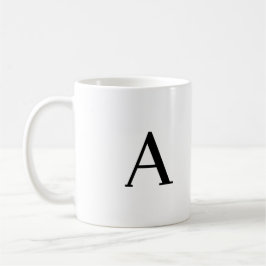 Taza De Café Letra Minimalista monograma A negra y blanca