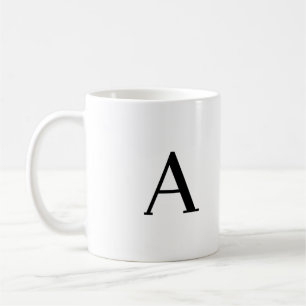 Taza De Café Letra Minimalista monograma A negra y blanca