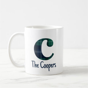 Taza De Café Letra Minúscula c de Estampado de Cuadros Inicial