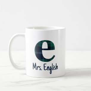 Taza De Café Letra Minúscula e Impresa en Cuadros e Inicial y N