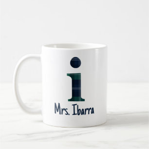 Taza De Café Letra Minúscula 'i' Inicial y Nombre en Estampado