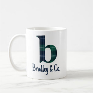 Taza De Café Letra Minúscula Plaid b Inicial Con Apellido