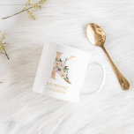 Taza De Café Letra moderna color agua dorada flor K | Monograma<br><div class="desc">Letra moderna color agua dorada flor K | Monograma</div>