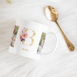 Taza De Café Letra moderna de flor de oro B | Dos monografías f<br><div class="desc">Letra moderna de flor de oro B | Dos monografías fotográficas</div>