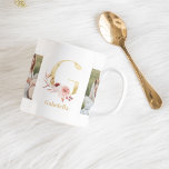 Taza De Café Letra moderna de flor de oro G | Dos monografías f<br><div class="desc">Letra moderna de flor de oro G | Dos monografías fotográficas</div>