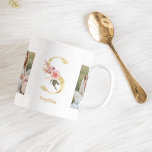 Taza De Café Letra moderna de flor de oro S | Dos monografías f<br><div class="desc">Letra moderna de flor de oro S | Dos monografías fotográficas</div>