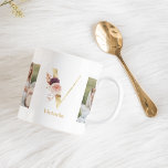 Taza De Café Letra moderna de flor de oro V | Dos monografías f<br><div class="desc">Letra moderna de la flor de oro V| dos monograma de fotografía</div>