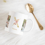 Taza De Café Letra moderna de flores de oro X | Dos monografías<br><div class="desc">Letra moderna de flores de oro X | Dos monografías fotográficas</div>