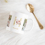 Taza De Café Letra moderna de la flor de oro H | Dos monografía<br><div class="desc">Letra moderna de la flor de oro H | Dos monografías fotográficas</div>