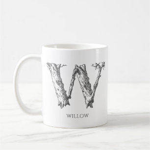 Taza De Café Letra moderna W nombre de monograma