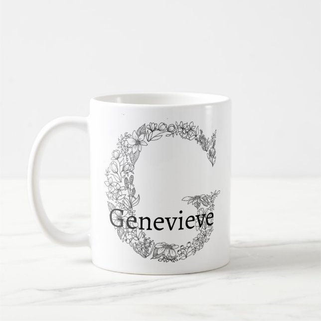 Taza De Café Letra monográfica G blanco negro bórico (Izquierda)