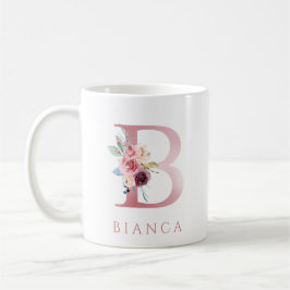 Taza De Café Letra monograma B acuarela floral café tazón